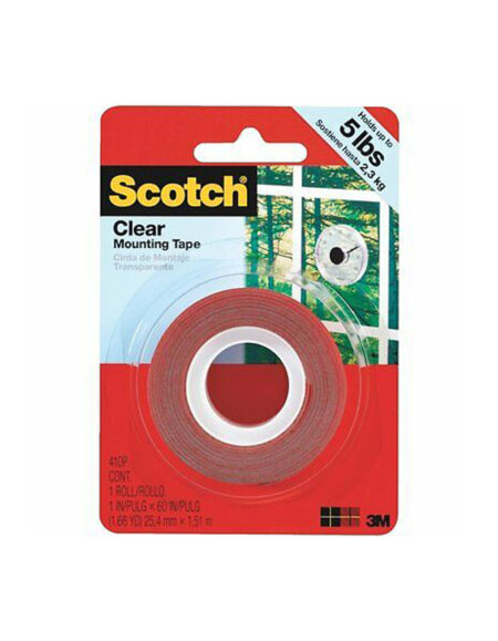 3M Scotch Clear Double Sided Mounting Tape 1"x1.66yd
