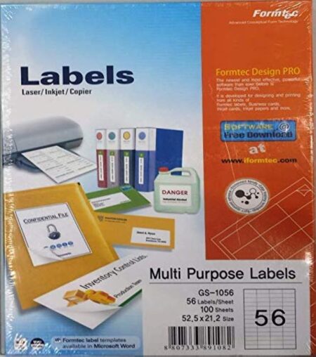 Formtec Multi-Purpose Labels A4 Size 56 Labels GS-1056  100 Sheets