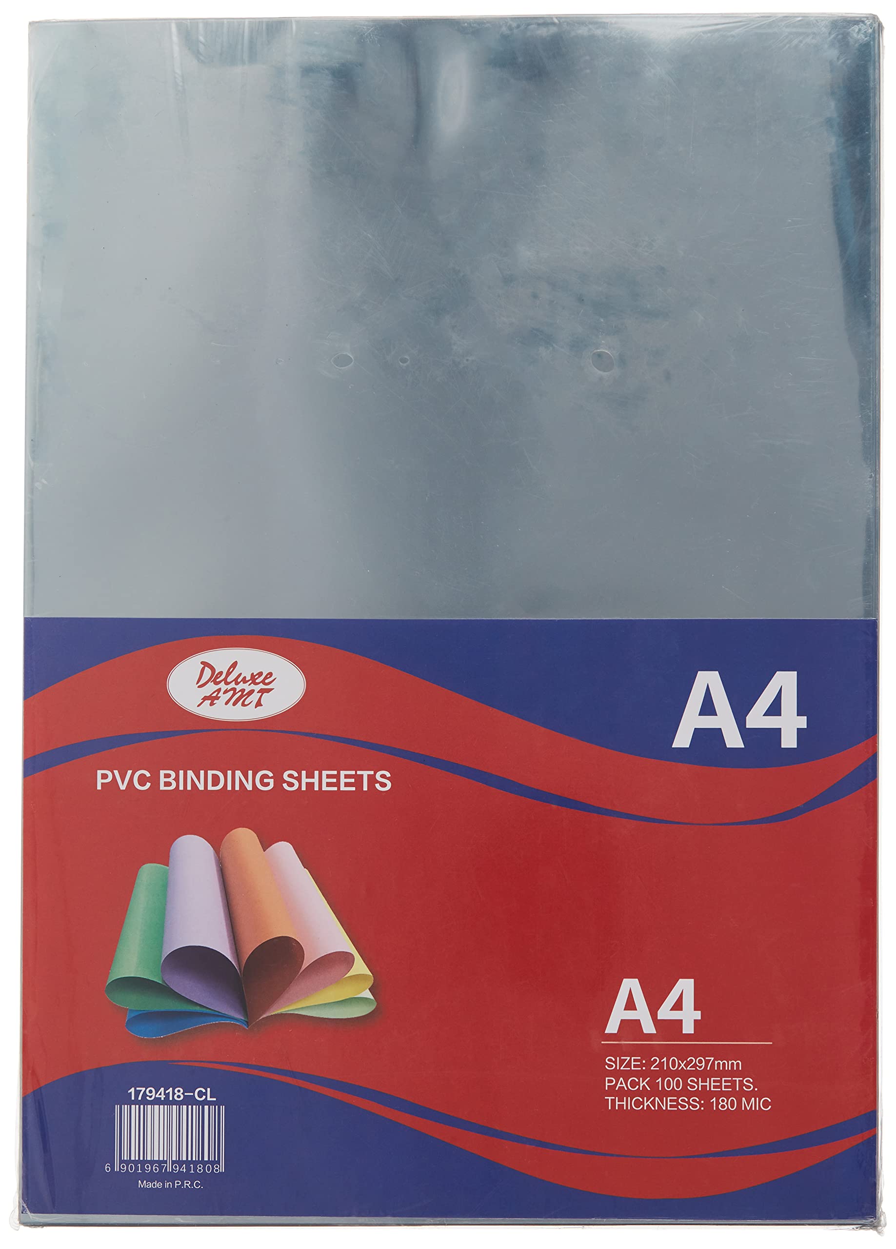 Deluxe Amt 180 Micron Pvc A4 Binding Sheets Pack of 100 Clear 179418-CL