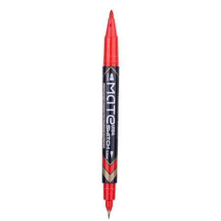 Deli Twin Tip Permanent Marker U104 Red  12 PCs